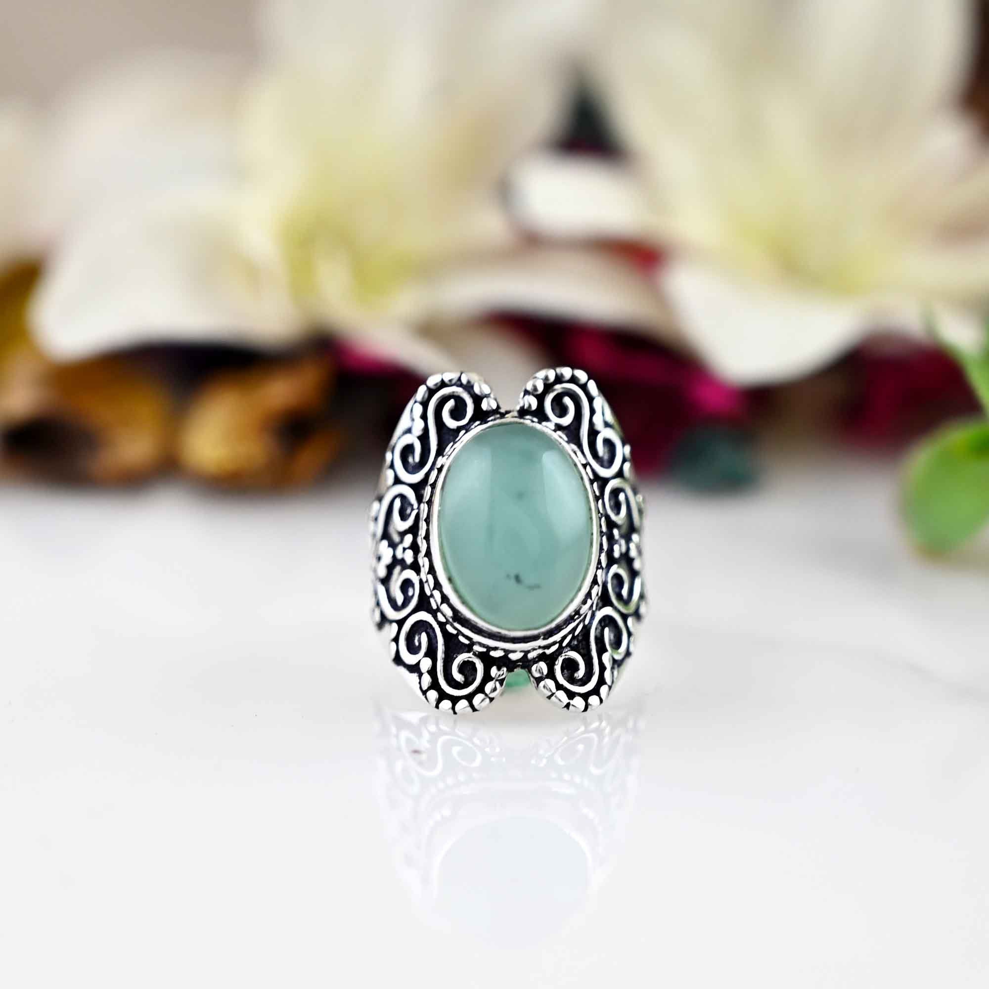 Aqua Chalcedony Ring, Ring, Gemstone Ring, 925 Sterling Silver, Boho Ring, Promise Ring, March Birthstone, Gift For Her