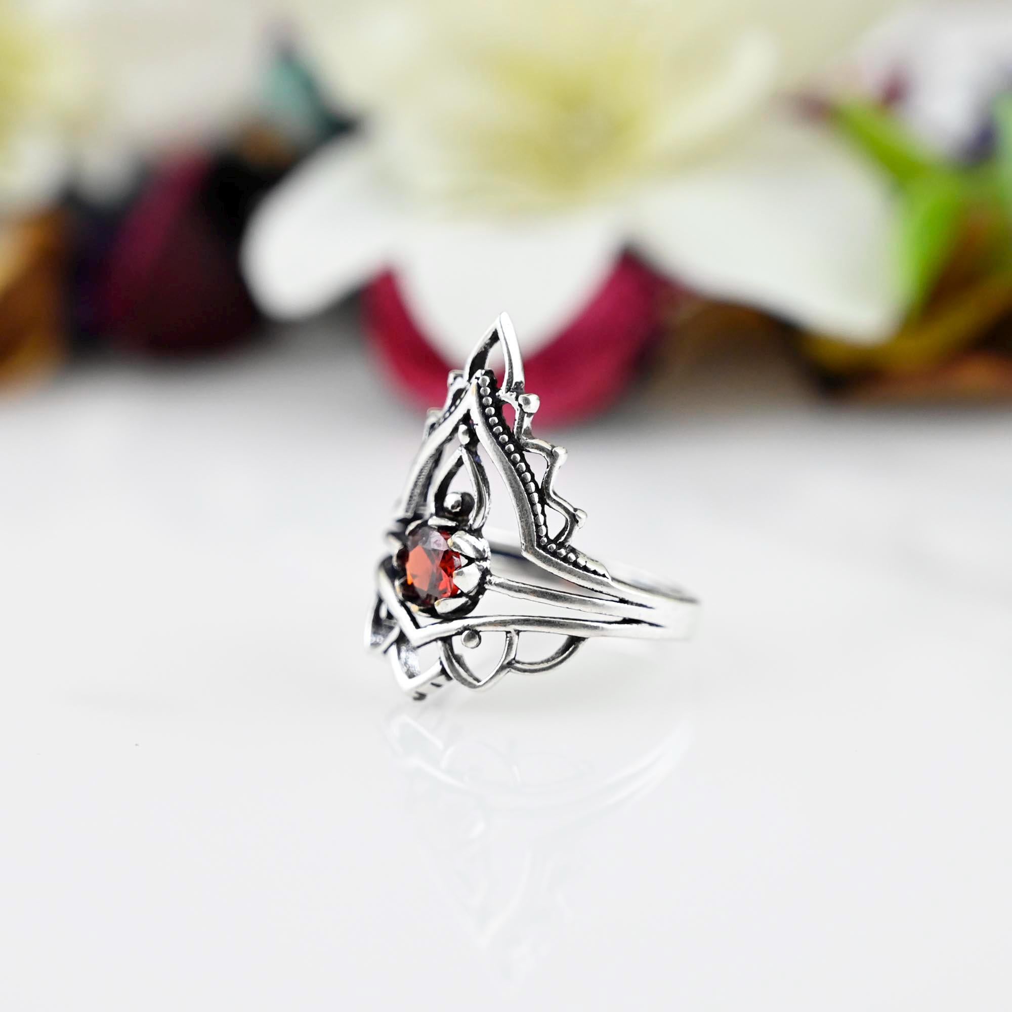 Garnet Ring, Sterling Silver , Minimalist Birthstone Ring, Stackable Ring, Ring Engagement,Dainty Birthstone Ring, Gifts for Mom