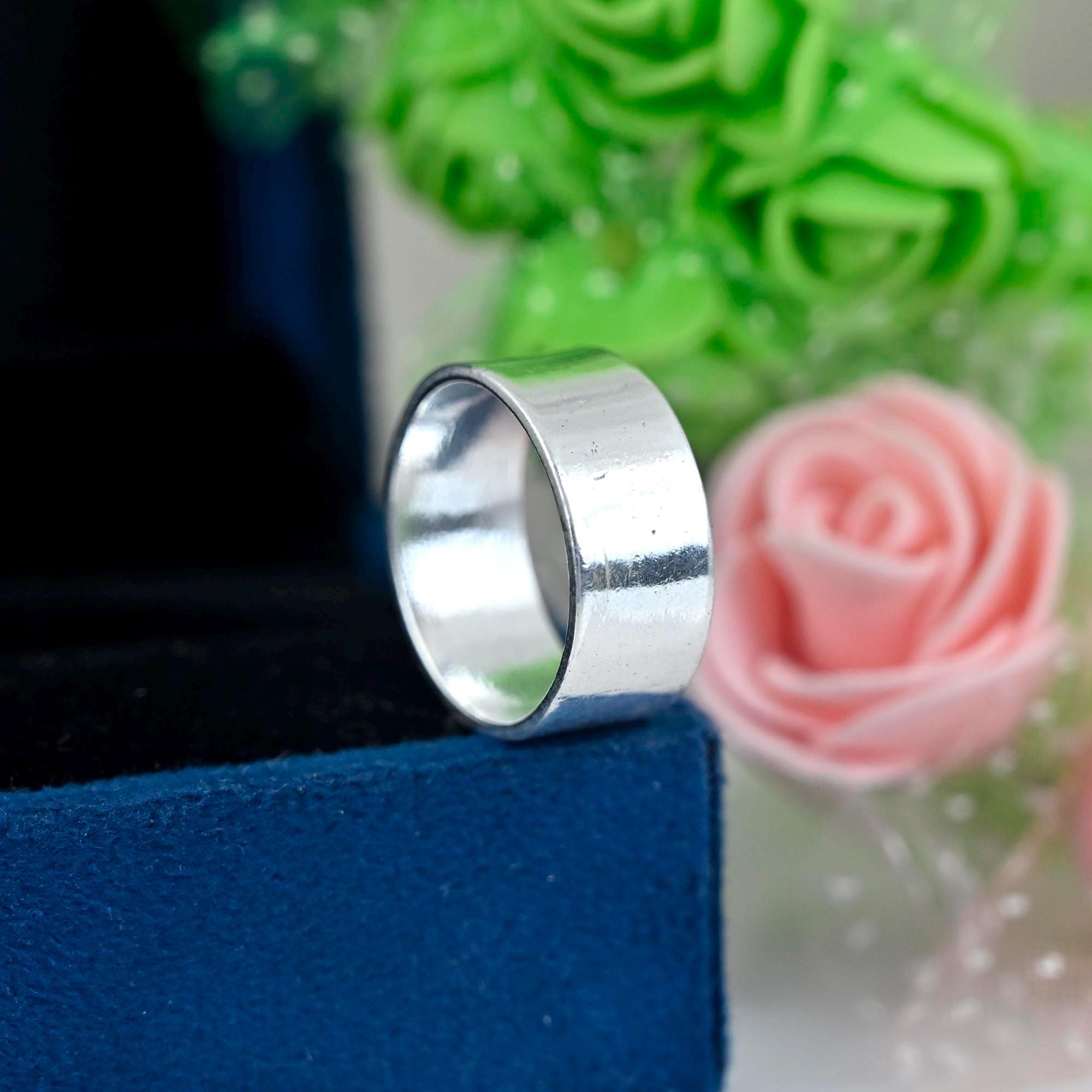 Raw Sterling Silver 12mm Wide Band Flat silver band band for men, Men ring, Mens Jewelry Gift for Him Pinky Ring
