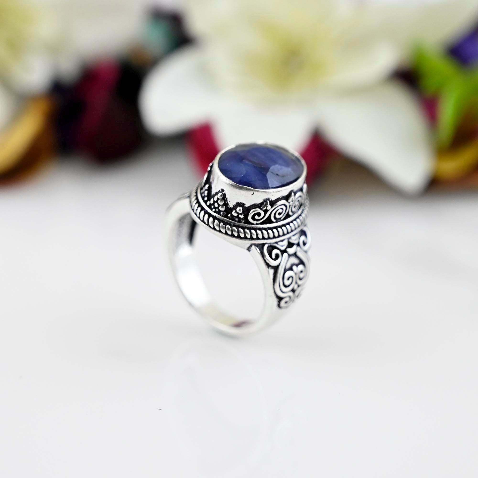 Sapphire Ring, 925 Sterling Silver Ring, Men's Signet Ring, Handmade Signet Ring, Blue Sapphire Signet Ring, Gift Ring, Gemstone Jewelry