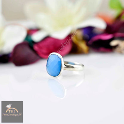 Aqua Chalcedony Ring, Cushion stackable rings, Chalcedony Ring, Everyday Ring, Gemstone Rings, 925 Silver Rings, Brides Gift, Elegant rings