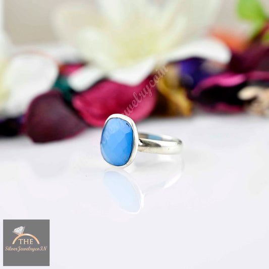 Aqua Chalcedony Ring, Cushion stackable rings, Chalcedony Ring, Everyday Ring, Gemstone Rings, 925 Silver Rings, Brides Gift, Elegant rings