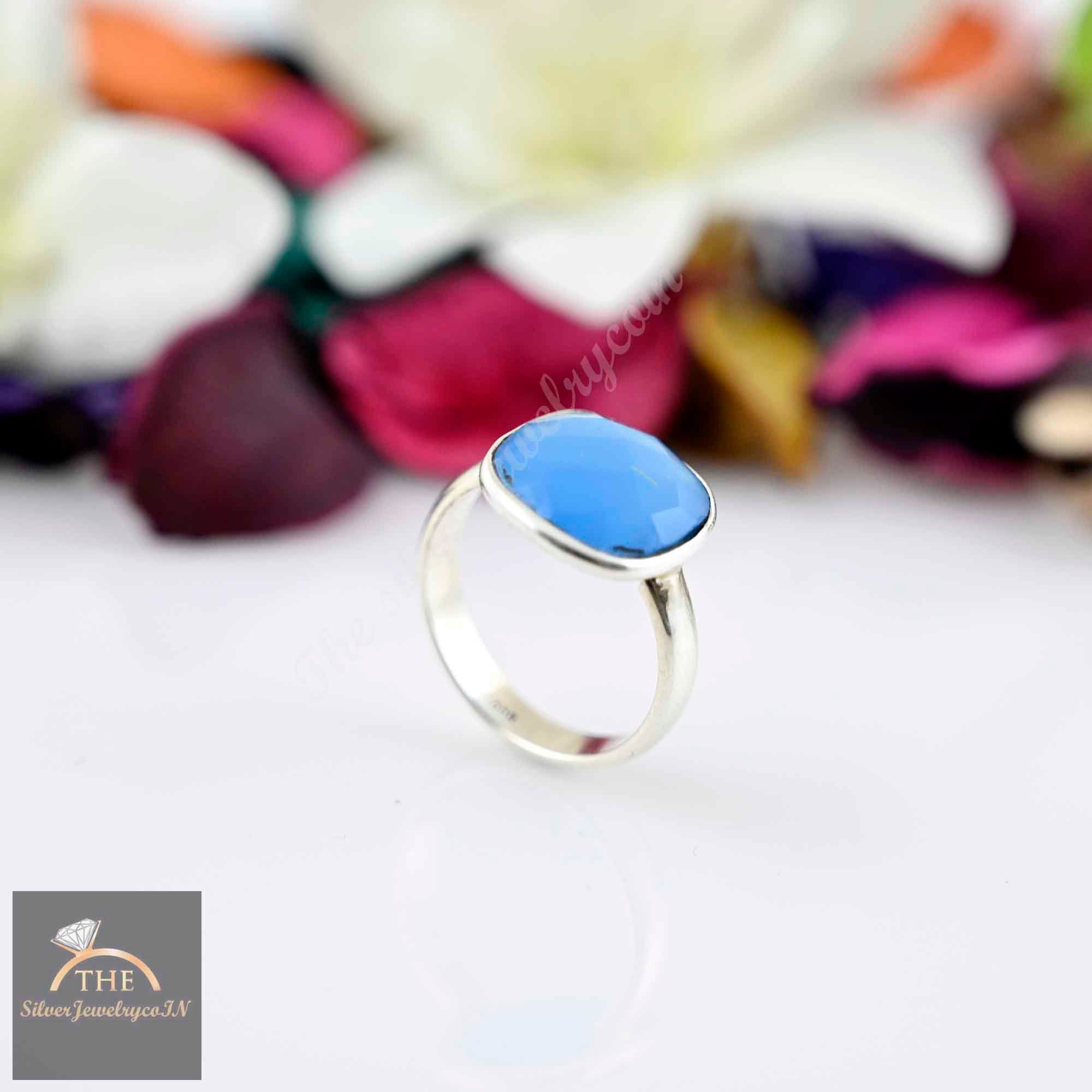 Aqua Chalcedony Ring, Cushion stackable rings, Chalcedony Ring, Everyday Ring, Gemstone Rings, 925 Silver Rings, Brides Gift, Elegant rings