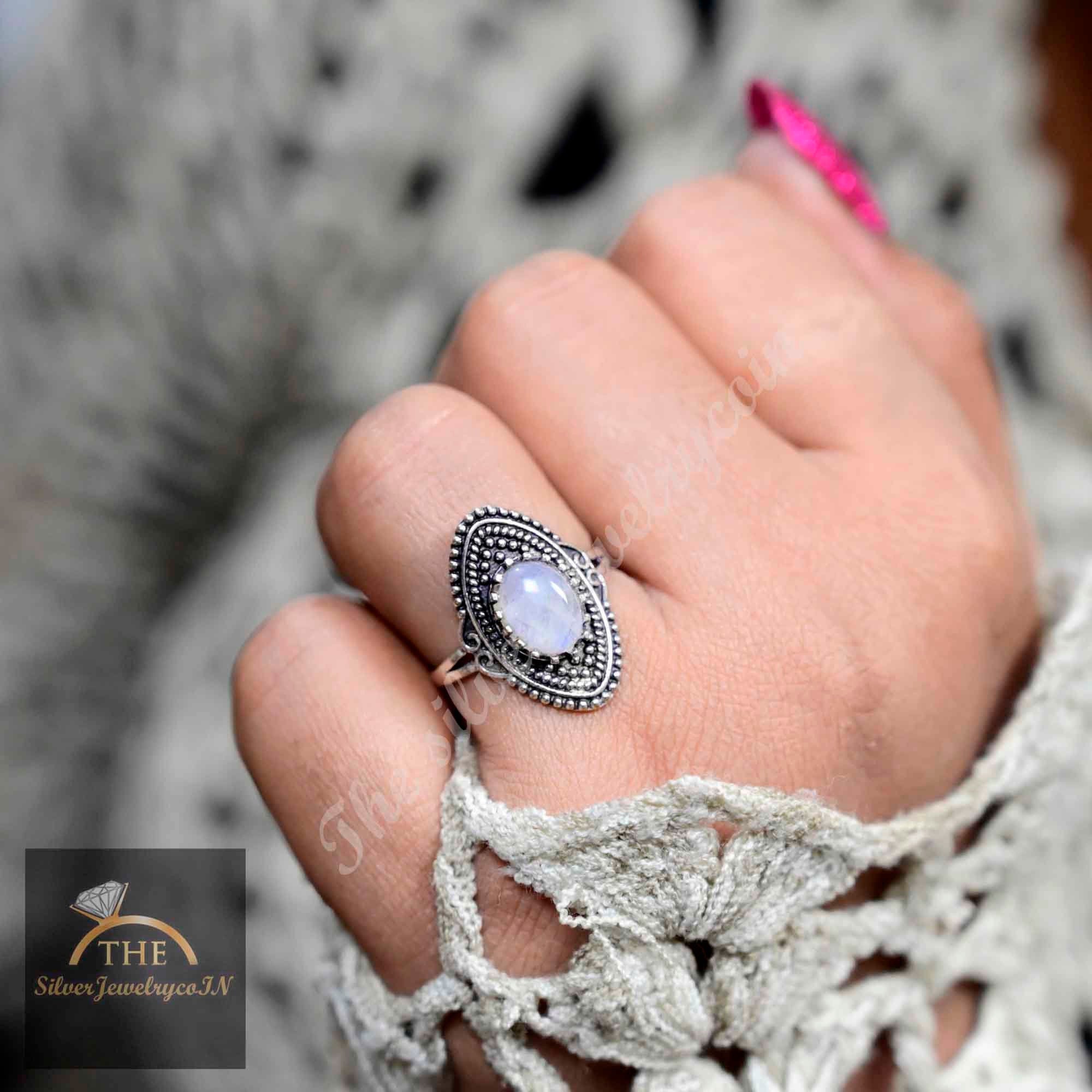 Moonstone Ring Tiny Silver Ring  statement ring Sterling Silver Ring simple belly ring Moonstone wanderlust jewelry bridesmaid gift