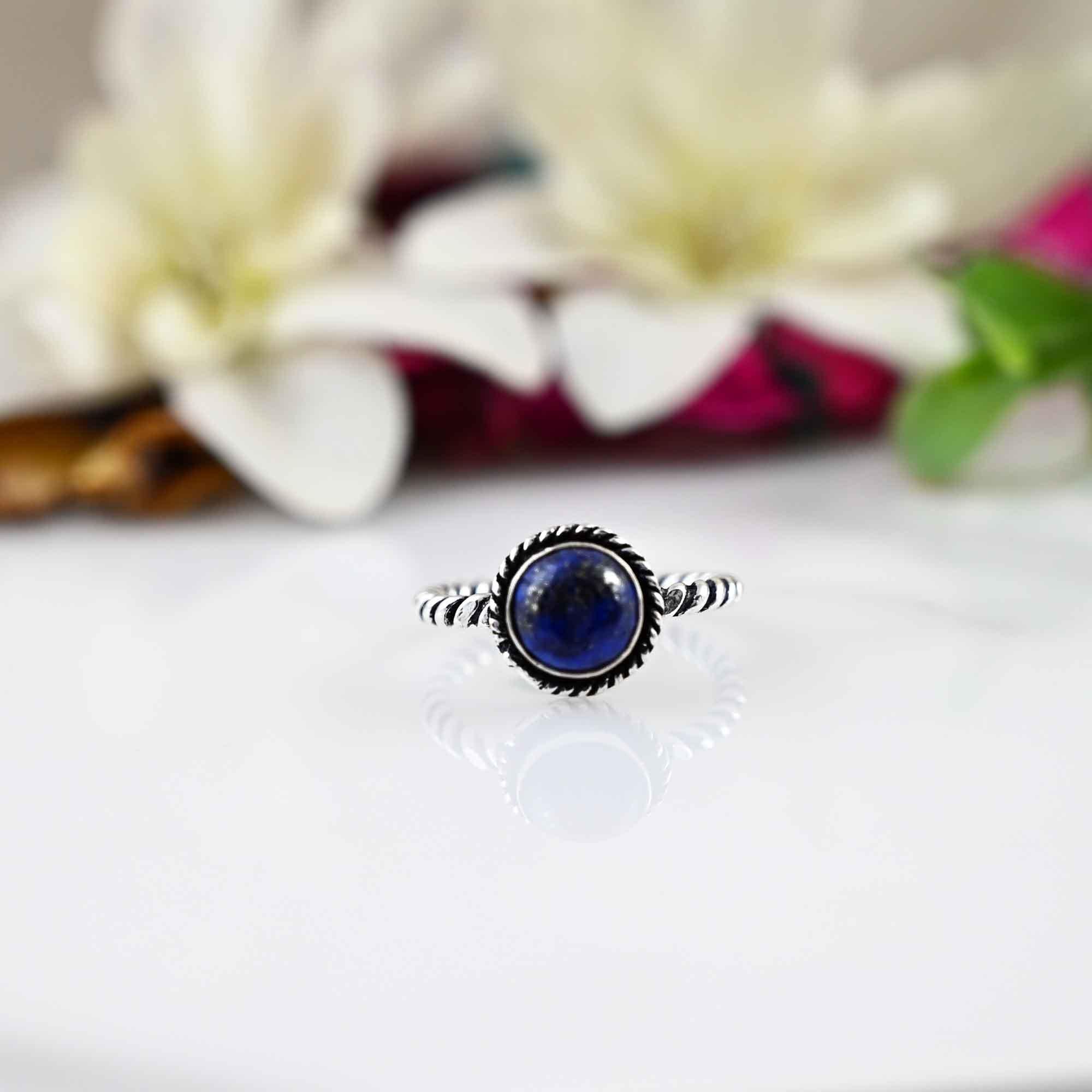 Lapis Lazuli Ring - Silver Lapis Lazuli Ring - Silver Band Ring - Simple Ring - Blue Lapis Ring - Womens Ring- Mothers Day Gift