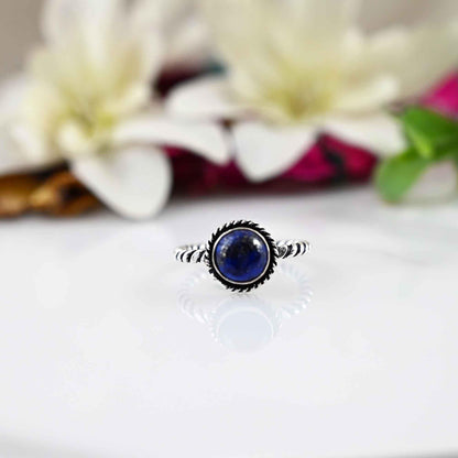 Lapis Lazuli Ring - Silver Lapis Lazuli Ring - Silver Band Ring - Simple Ring - Blue Lapis Ring - Womens Ring- Mothers Day Gift