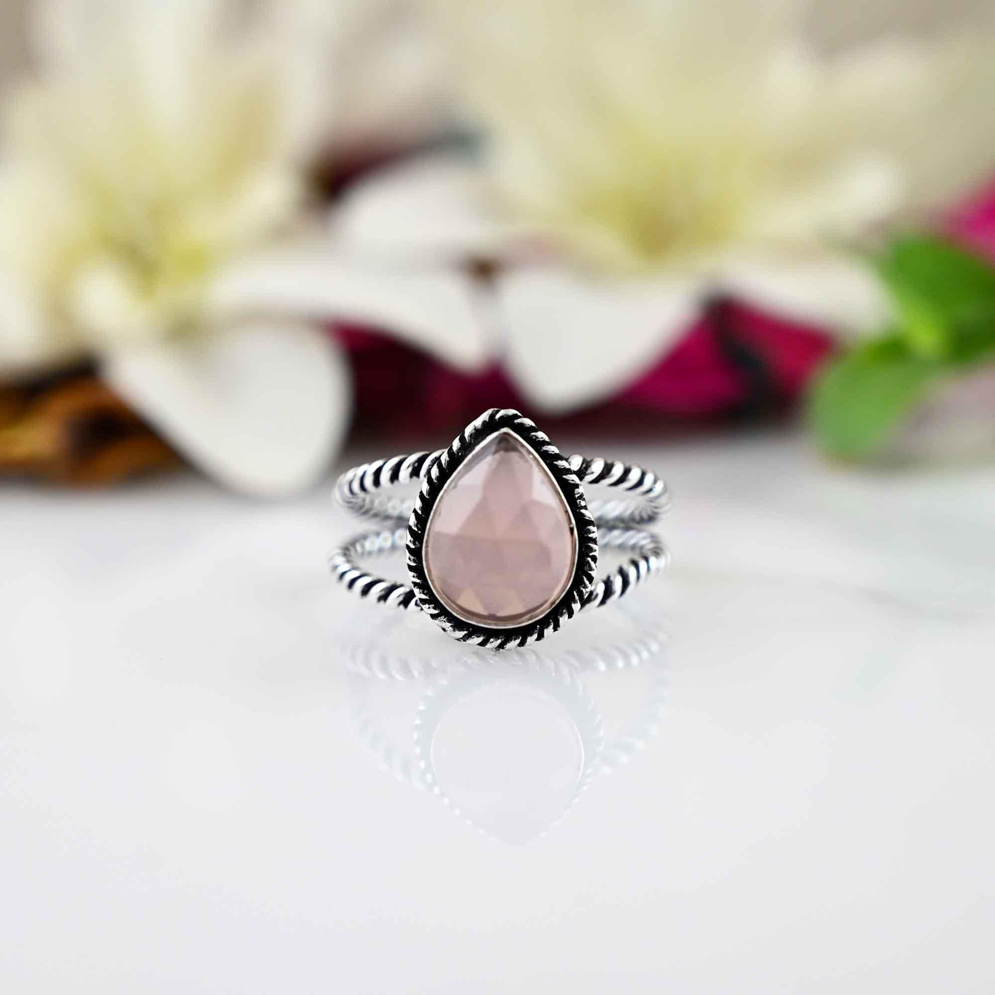 Rose Quartz Ring, blush wedding jewelry, bohemian wedding ring, jewelry pink stone ring. wedding rings, unique bridesmaid jewelry