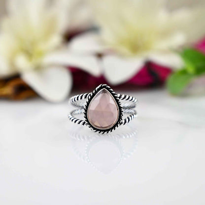 Rose Quartz Ring, blush wedding jewelry, bohemian wedding ring, jewelry pink stone ring. wedding rings, unique bridesmaid jewelry