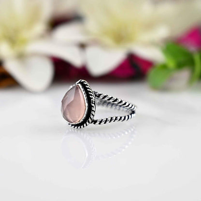 Rose Quartz Ring, blush wedding jewelry, bohemian wedding ring, jewelry pink stone ring. wedding rings, unique bridesmaid jewelry