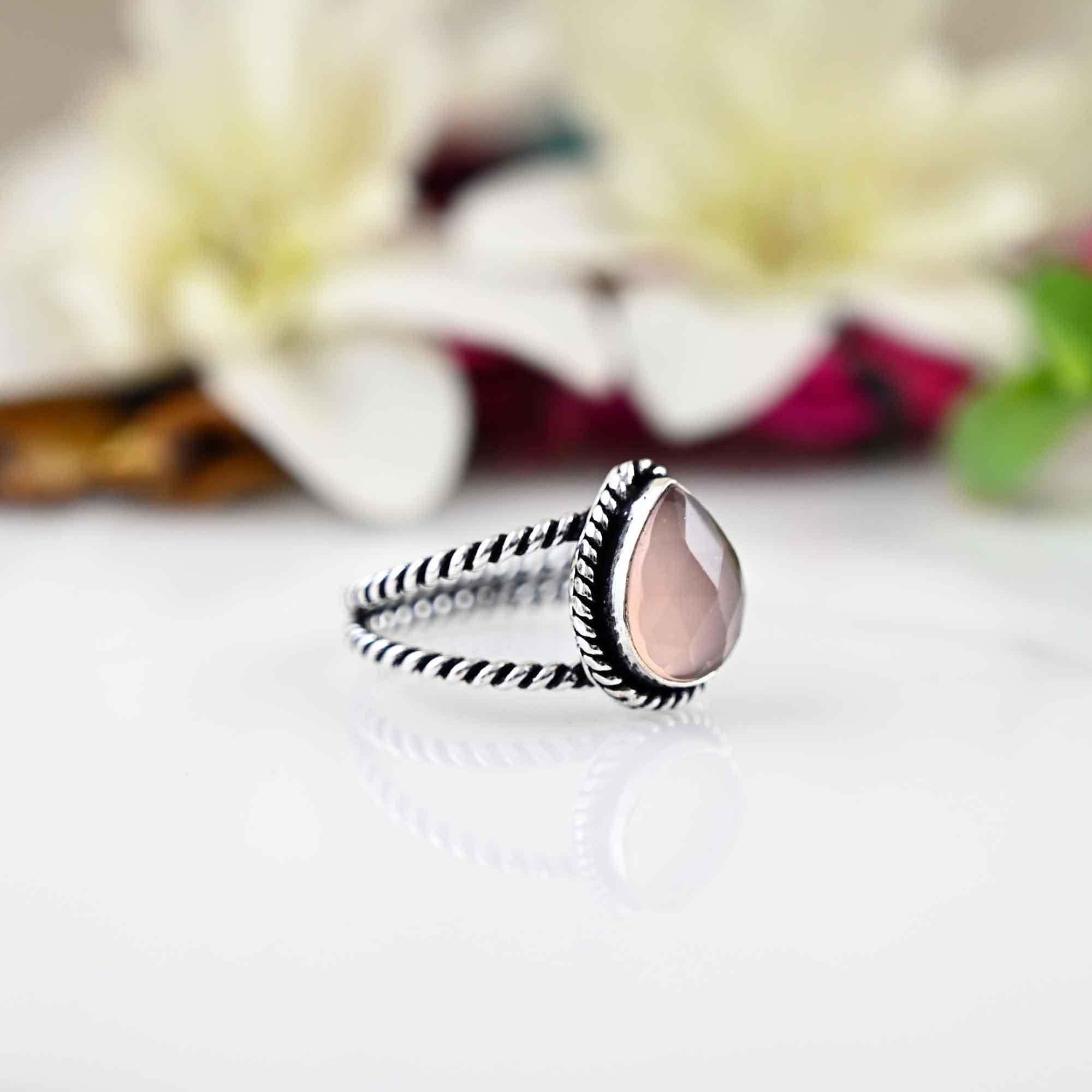 Rose Quartz Ring, blush wedding jewelry, bohemian wedding ring, jewelry pink stone ring. wedding rings, unique bridesmaid jewelry