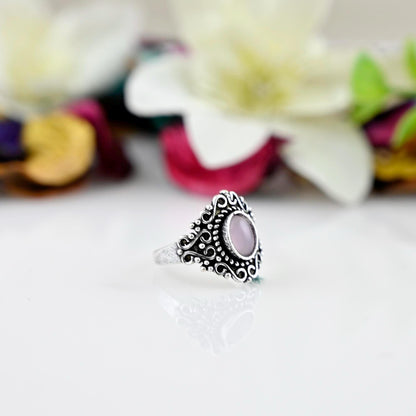 Natural Rose quartz statement ring, Pink Rose Quartz ring, Rose Quartz love ring Women, Pink quartz ring in silver, Unique fashion ring