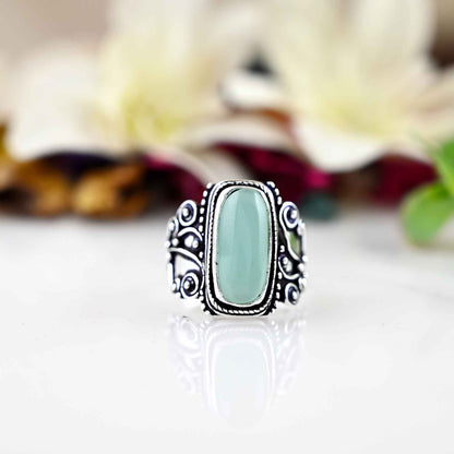 Aqua Chalcedony Ring, Boho Statement Ring, Sterling Silver Ring, Aqua Chalcedony Ring, Blue Stone Ring,  Women Ring, Ring