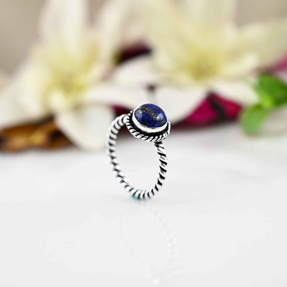 Lapis Lazuli Ring - Silver Lapis Lazuli Ring - Silver Band Ring - Simple Ring - Blue Lapis Ring - Womens Ring- Mothers Day Gift