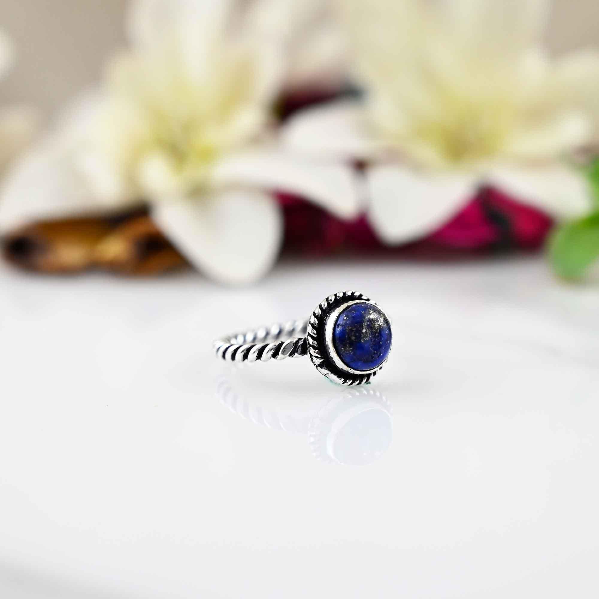 Lapis Lazuli Ring - Silver Lapis Lazuli Ring - Silver Band Ring - Simple Ring - Blue Lapis Ring - Womens Ring- Mothers Day Gift