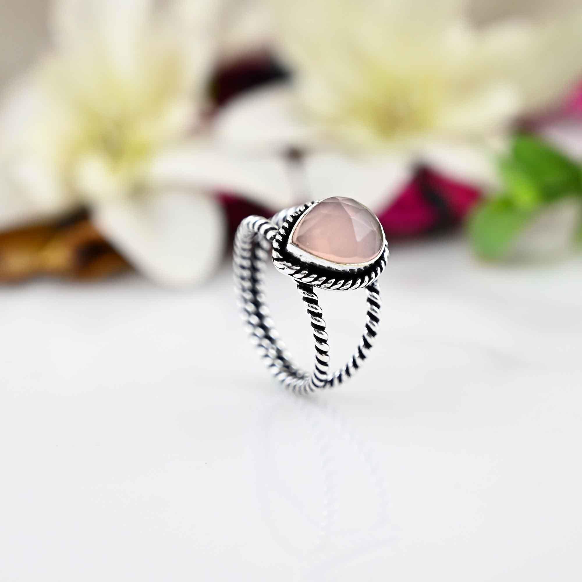 Rose Quartz Ring, blush wedding jewelry, bohemian wedding ring, jewelry pink stone ring. wedding rings, unique bridesmaid jewelry